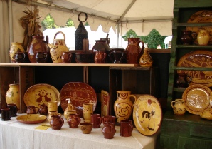 redware pottery at a show